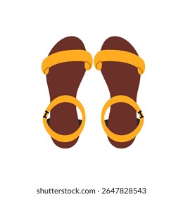 Lightweight yellow and brown strap sandals for walking and warm weather