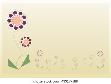 Light-yellow gradient background with one big flower and set of half-transparent flowers.