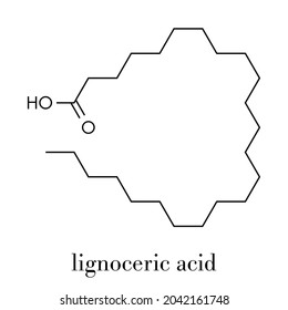 Lignoceric (tetracosanoic) acid molecule. Saturated fatty acid. Skeletal formula.