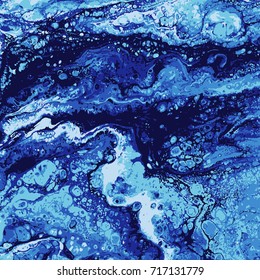 Liguid watercolor and ink abstract colored painting. Wet panted illustration, abstract background and wallpaper. blue color. Vector illustration.