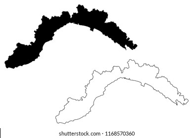 Liguria (Autonomous region of Italy) map vector illustration, scribble sketch Liguria map