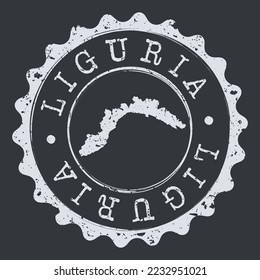 Liguria, Italy Stamp Travel Passport. Design Retro Symbol Country. Old Vintage Postmark.
