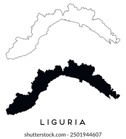 Liguria map outline and black silhouette vector