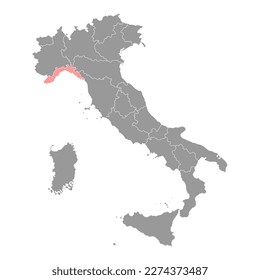 Liguria Map. Region of Italy. Vector illustration.