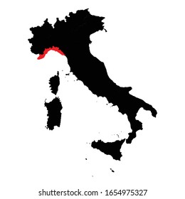 Liguria Province highlighted on Italy map Vector EPS 10