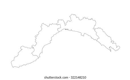 Liguria vector map silhouette vector illustration isolated on background. province in Italy. Liguria province with separated regions.