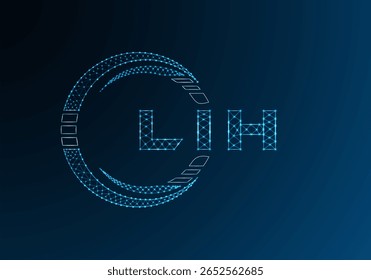 Projeto vetor de logotipo de letra poli baixo do LIH. Projeto do logotipo poli inferior do LIH. Logotipo poli baixo.