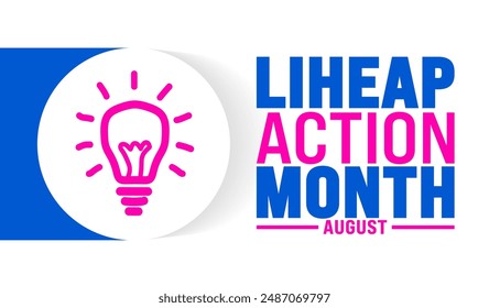 Der LIHEAP Aktionsmonat findet jedes Jahr im August statt. Festliche Musik. Vorlage für Hintergrund, Banner, Karte, Poster, Plakat, Design-Vorlage mit einzigartigen Formen mit Standardfarbe.