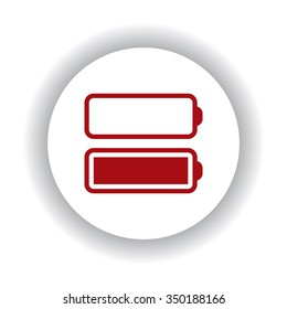 li-ion battery icon, red isolated white background