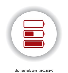 li-ion battery icon, red isolated white background