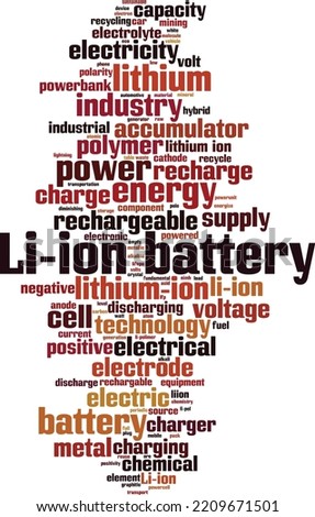 Li-ion battery word cloud concept. Collage made of words about Li-ion battery. Vector illustration Stock fotó © 