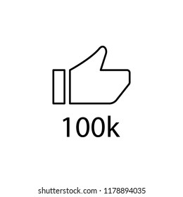 like 100k icon. Element of online and web for mobile concept and web apps icon. Thin line icon for website design and development, app development. Premium icon on white background