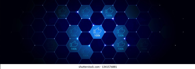 like 100k icon from online and web filled set in the technological comb background
