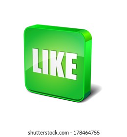 Like 3d Rounded Corner Green Vector Icon Button