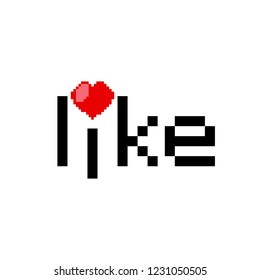 like 8 bit illustration . heart as a dot 