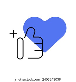 Como, añadir como, pulgar hacia arriba. Icono simple de arte plano y lineal. Archivo vector.