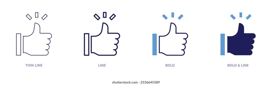 Like app icon in 4 different styles. Thin Line, Line, Bold, and Bold Line. Duotone style. Editable stroke.