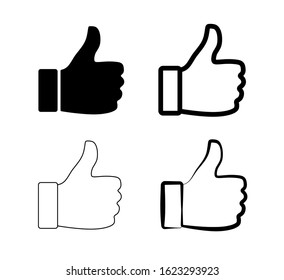 Like and approval thumb outline icons