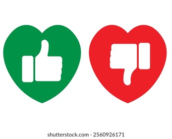 Like, approve, done, agree, love, green heart, red