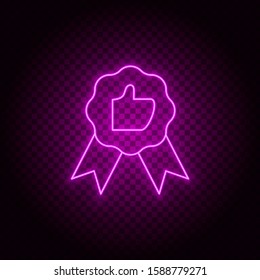 Like, arm, award vector icon. Element of simple icon for websites, web design, mobile app, info graphics. Pink color. Neon vector on dark background