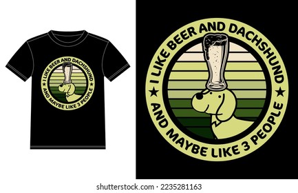 Ich mag Bier My Dachshund und vielleicht 3 Leute Hunde Lover Geschenke T-Shirt Design-Vorlage, Auto-Window-Aufkleber