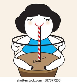 I Like Big Coffee Cup Concept Card Character illustration