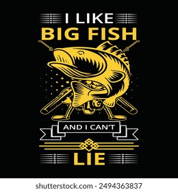 I Like Big Fish and I Can't Lie Typography t shirts design.