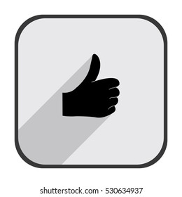 Like - black vector icon with  long shadow
