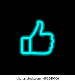 Like blue glowing neon ui ux icon. Glowing sign logo vector