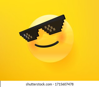 Like a boss emoticon. 3d comic style editable vector illustration 