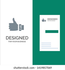 Like, Business, Finger, Hand, Solution, Thumbs Grey Logo Design and Business Card Template