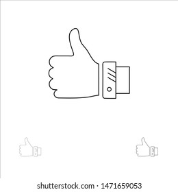 Like, Business, Finger, Hand, Solution, Thumbs Bold and thin black line icon set