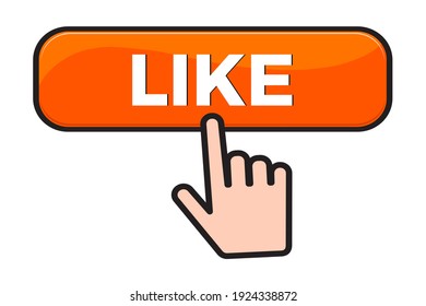 LIKE button and finger click cursor. Web button Vector illustration