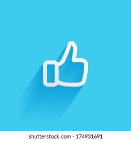 like, button, flat icon isolated on a blue background for your design, vector illustration