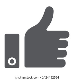 Like button glyph icon, approve and ok, thumb up sign, vector graphics, a solid pattern on a white background, eps 10.