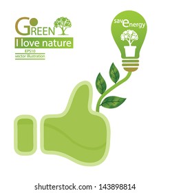 Like button. Go green. Save world. vector illustration.