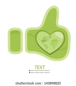 Like button. Go green. Save world. vector illustration.