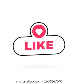 Like button with heart label on a white background. Social media icons. Modern vector illustration.
