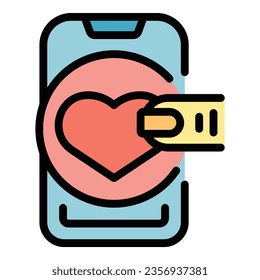 Like button icon outline vector. Person care. Charity volunteer color flat