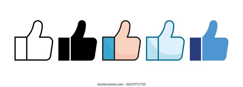 Ícone do botão curtir definir coleção de vários estilos