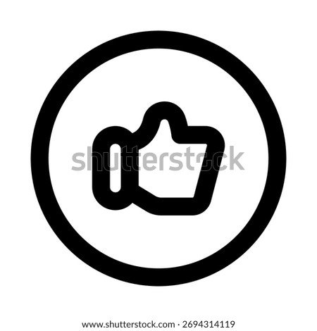 Like Button, Thumb icon in modern flat outline style illustrating user approval, social interaction, and positive feedback concept