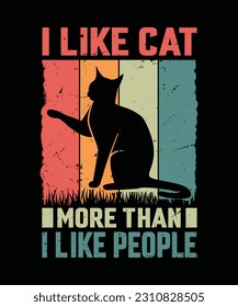 I like cat more than i like people t shirt design
