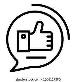 Like in chat bubble icon. Outline like in chat bubble vector icon for web design isolated on white background
