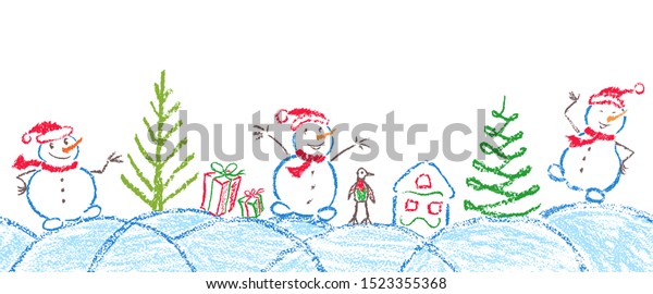 Like Child Hand Drawing Christmas Tree Stock Vector Royalty Free 1523355368