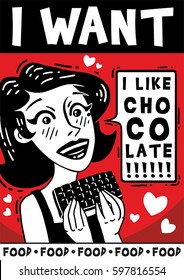 I like chocolate black and white comics poster