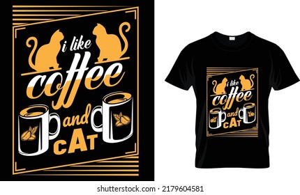 I like coffee and cad. T-Shirt Design Template.