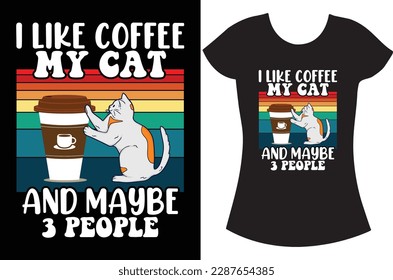 I like coffee and my cat retro  t shirt design.