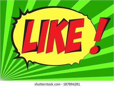 Like in comic speech bubble stye on green color background 