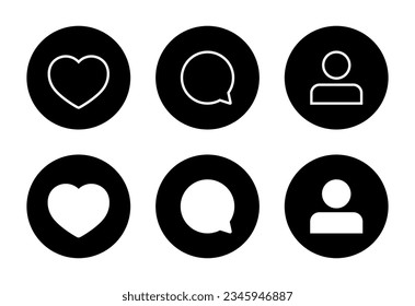 Like, comment, and avatar profile icon vector. Elements of social media post