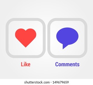 Like and comment buttons. Vector.